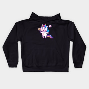 Cute Unicorn Holding Flower Cartoon Kids Hoodie